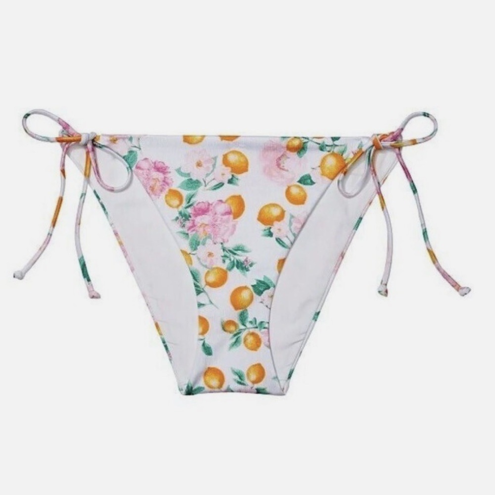 Victoria’s Secret Floral and Lemon Print String Bikini Bottom M